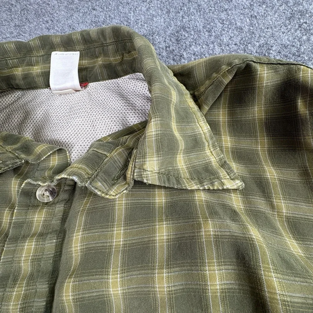 The North Face Shirt Men M Olive Plaid Button‎ Hiking Grunge Workwear Distressed